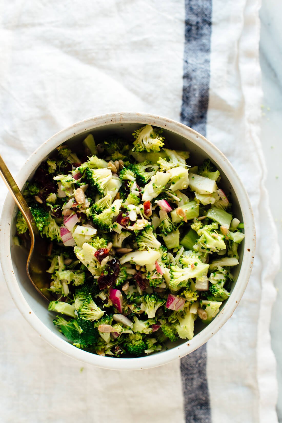 single serving of healthy broccoli salad recipe