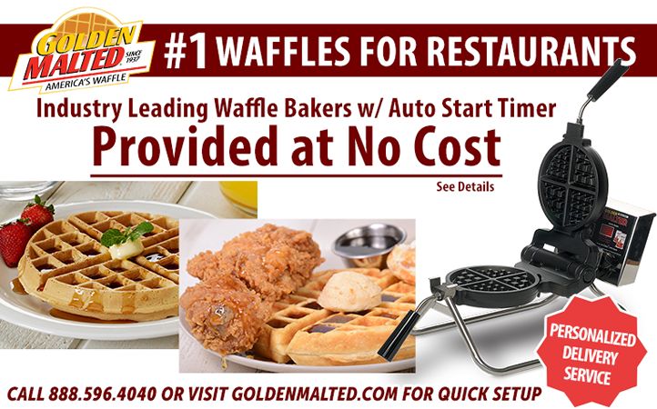 Waffle Bakers and Personalized Delivery Service Provided at No Cost with Golden Malted - America's #1 Waffle