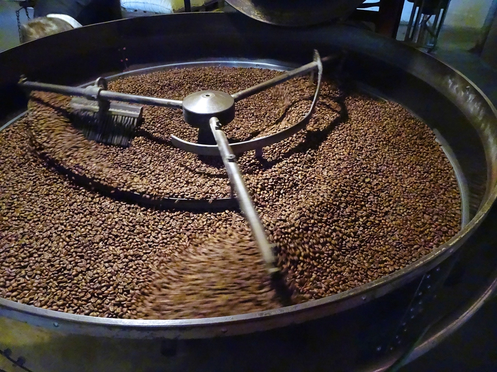Fresh coffee beans roasting machine
