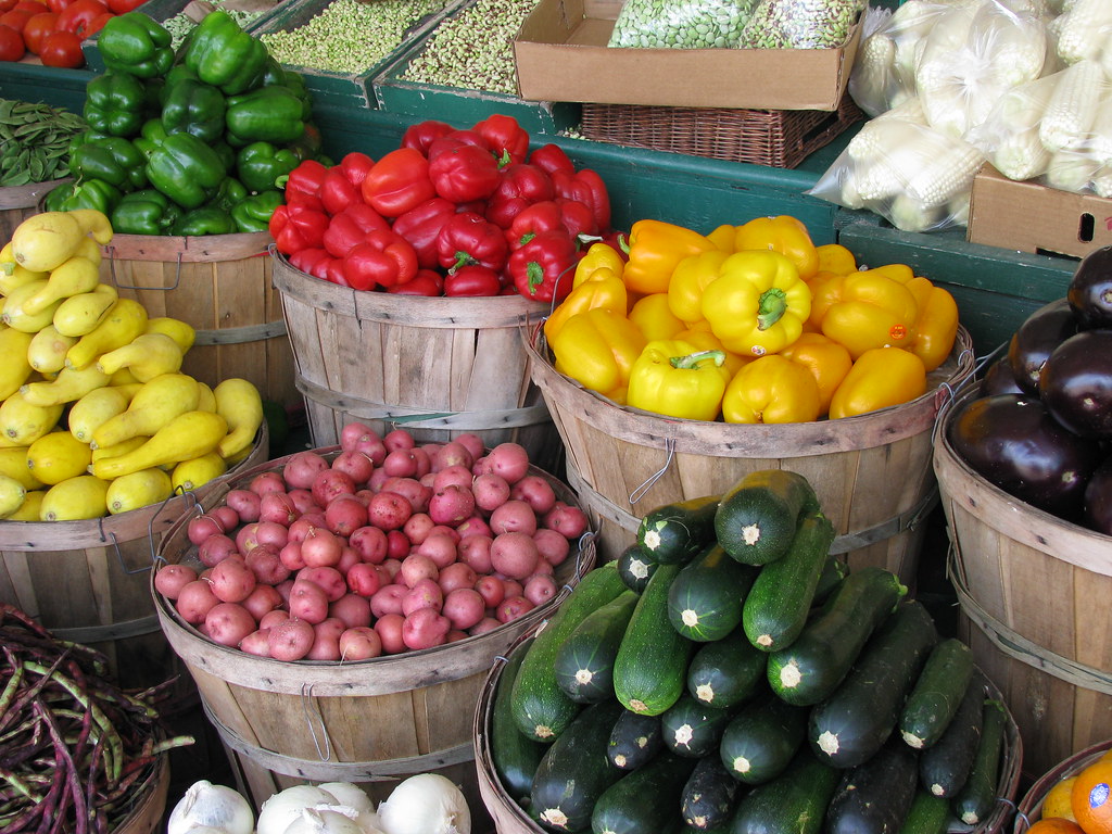 Crates of fresh vegetables